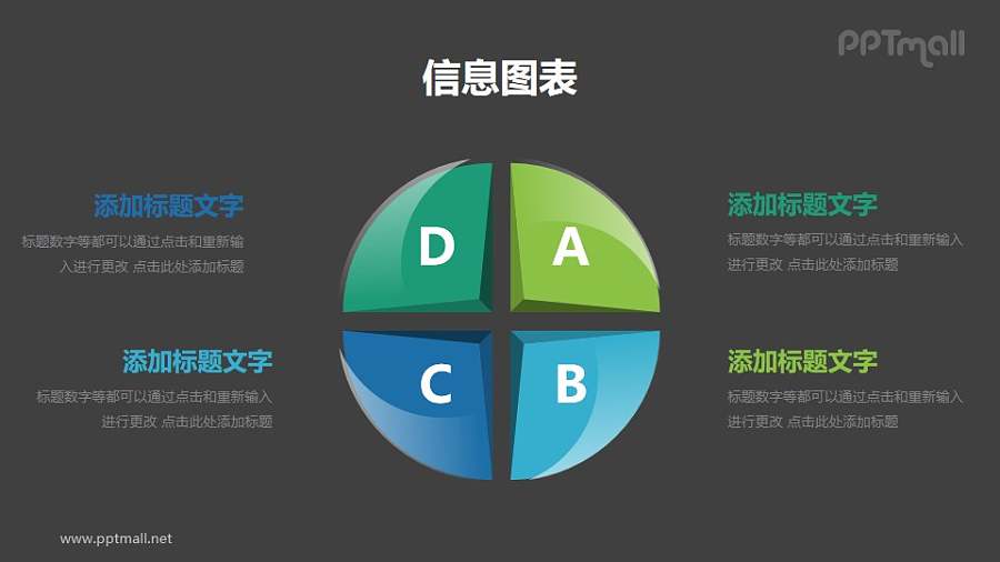立体圆球4部分分析模型PPT素材下载