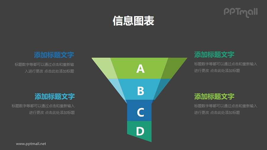 蓝绿色漏斗模型分析图表PPT素材下载