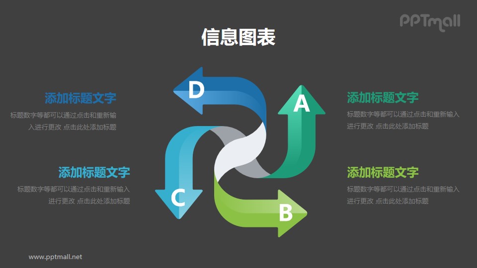 4個箭頭循環(huán)關系分析圖表PPT素材下載