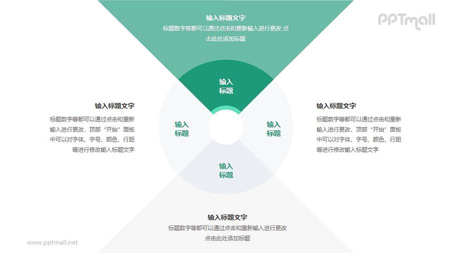 同心圆饼图四点要素说明分析模型PPT素材下载