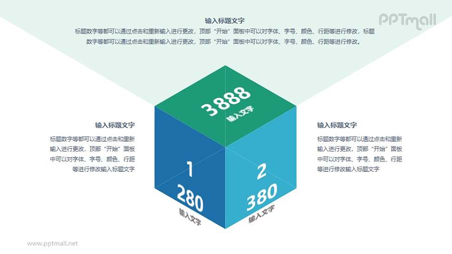 立方体盒子核心要素文本说明PPT素材下载
