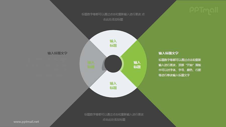 四部分同心圆饼图关键要素说明PPT素材下载