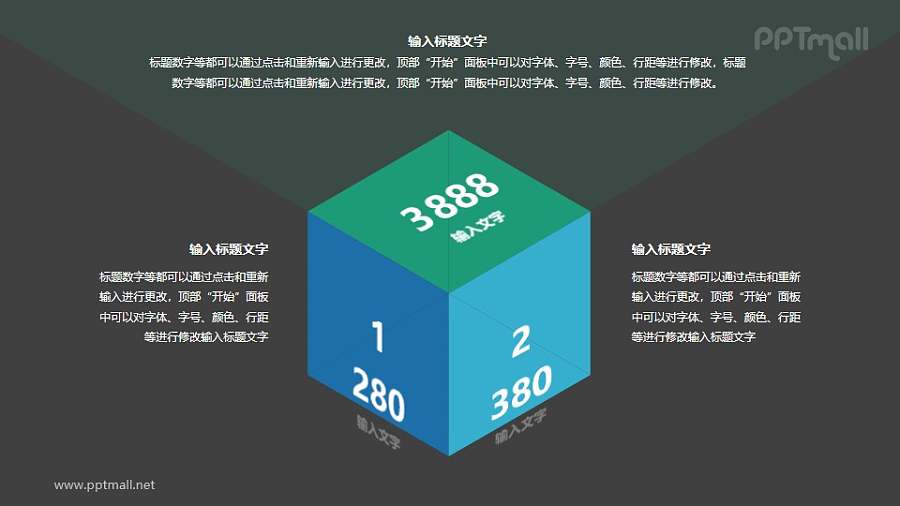 立方体盒子核心要素文本说明PPT素材下载