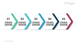 5部分极简风格的标签时间轴PPT图示素材模板
