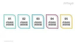 由五部分组成的树叶时间轴PPT模板下载