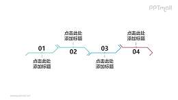 4部分极简风格的折线时间轴PPT图示素材模板