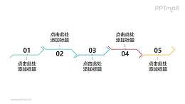 5部分极简风格的折线时间轴PPT图示素材模板