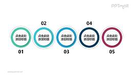 由5个空心圆组成的时间轴PPT素材模板