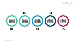 由5个空心圆组成的时间轴PPT素材模板