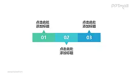 3部分扁平化风格的长方形时间轴ppt模板下载