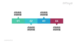 4部分扁平化风格的长方形时间轴ppt模板下载