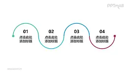 4部分簡潔風(fēng)格的上下圓弧形時間軸ppt素材下載