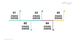 5部分旗杆标记的时间轴ppt图示素材