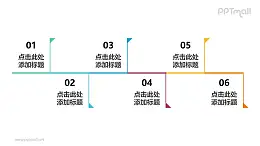 6部分旗杆标记的时间轴ppt图示素材