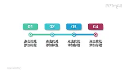4部分横向排列的节点的时间轴PPT模板下载
