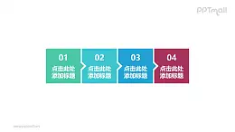 4部分向右递进的正方形时间轴PPT模板下载