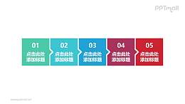 5部分向右递进的正方形时间轴PPT模板下载