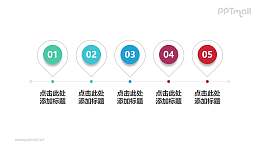 由5个空心水滴组成的时间轴PPT图示素材模板