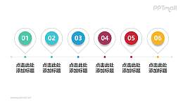 由6个空心水滴组成的时间轴PPT图示素材模板