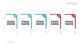 由5部分三维空间效果的书组成的时间轴PPT模板