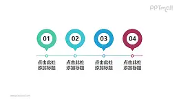 由4部分圆环气泡组成的时间轴PPT素材下载