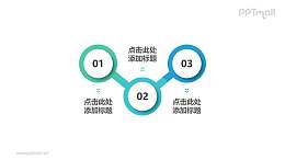 由3部分错开链接的圆环组成的时间轴PPT素材模板