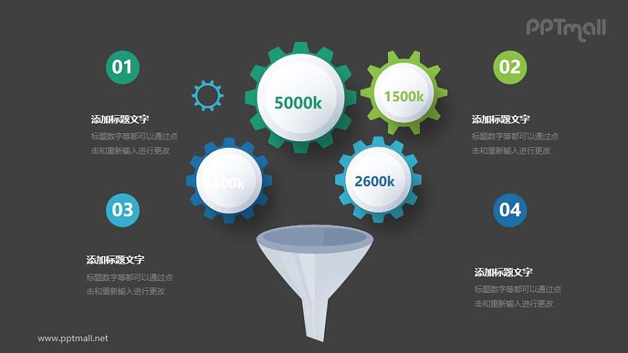 简约风格齿轮形状的漏斗模型分析模型PPT素材下载