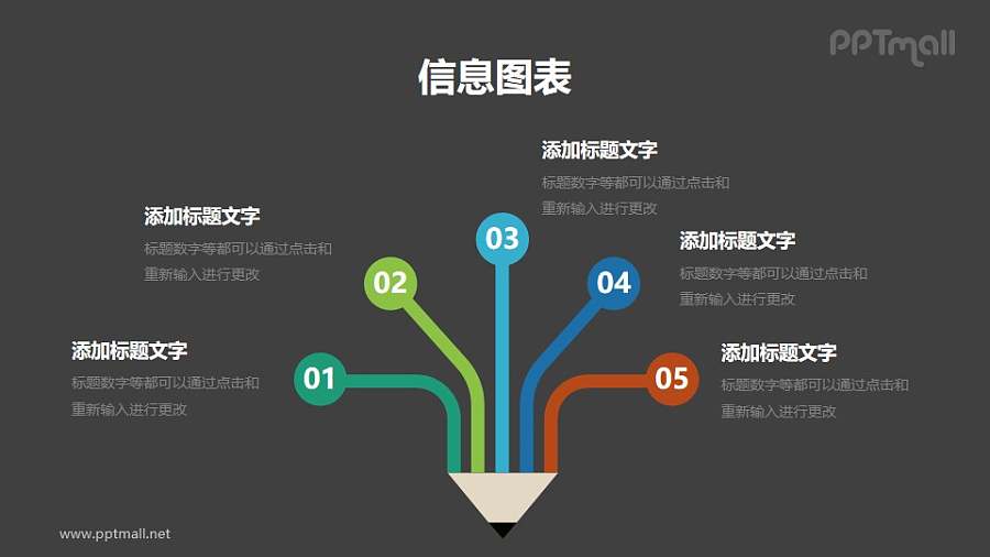 简约铅笔形状的总分关系模型ppt素材下载