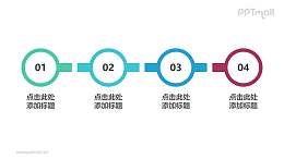 四部分断开连接的渐变色圆环时间轴ppt素材