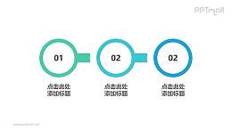 三部分渐变色圆形的时间轴ppt素材模板