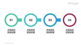 四部分渐变色圆形的时间轴ppt素材模板
