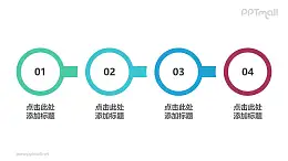 四部分渐变色圆形的时间轴ppt素材模板
