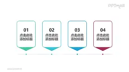四部分竖向标签贴的时间轴PPT素材模板