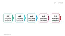 由5个粗短笔头组成的时间轴PPT模板素材