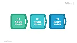 三部分带边框的正方形色块的时间轴powerpoint模板