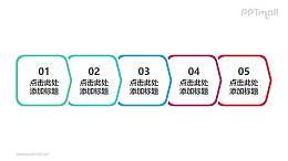 5部分并列相连的标签贴的时间轴ppt模板下载