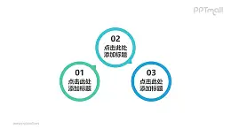 有三个要点的圆环时间轴PPT模板素材下载