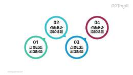有四个要点的圆环时间轴PPT模板素材下载