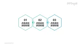 三个细边六边形组合而成的时间轴ppt幻灯片模板