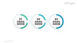 3部分带标签贴的立体圆形时间轴powerpoint素材下载