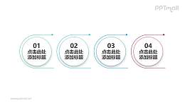 由四組半環(huán)繞著箭頭的圓形組成的時(shí)間軸PPT素材下載