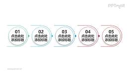 5部分线条半环绕的圆形的时间轴ppt素材模板