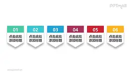 分6部分介绍企业发展历程的时间轴PPT模板