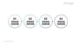 四部分简单实用的圆形的时间轴PPT模板素材