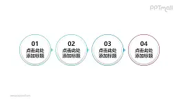 四部分简单实用的圆形的时间轴PPT模板素材