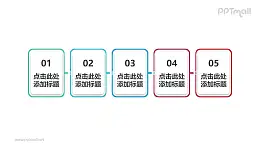 五部分简洁风格的矩形时间轴PPT模板下载