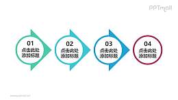 4部分圆形和三角形组合在一起的时间轴ppt素材模板下载