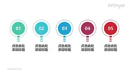 由五个号码牌组成的时间轴PPT素材模板下载