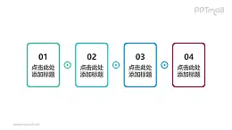 4个文本框组成的带箭头的递进关系/并列关系PPT素材模板下载