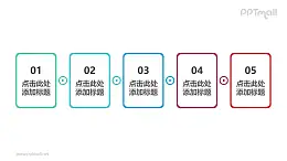 5个文本框组成的带箭头的递进关系/并列关系PPT素材模板下载